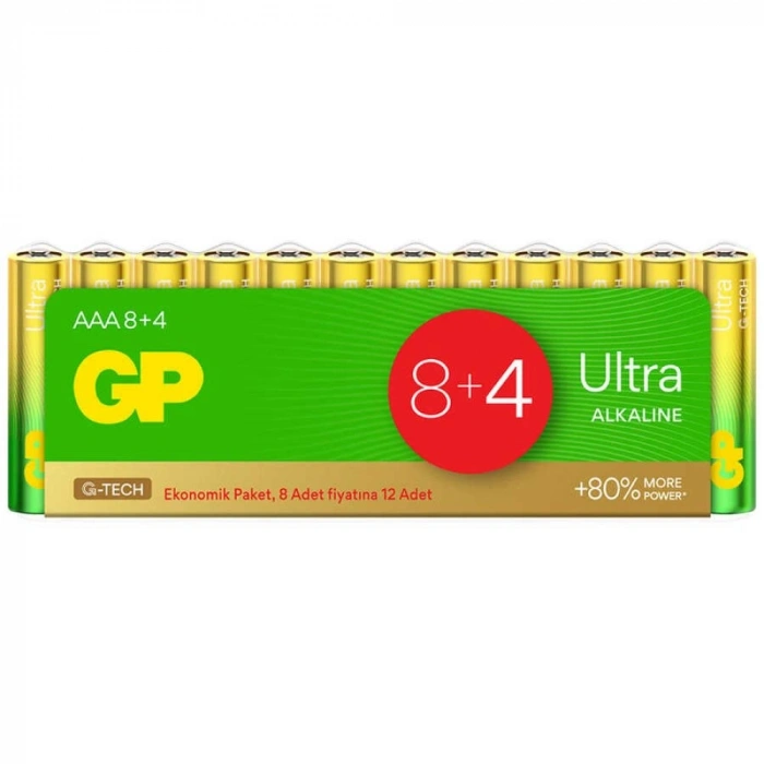GP Ultra Alkalin AAA İnce Kalem Pil 12li Paket