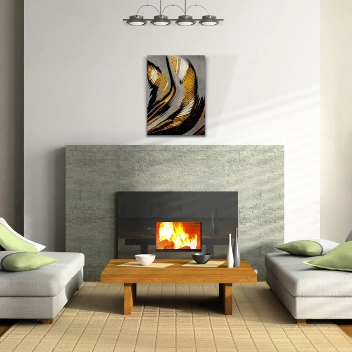 Gri ve Altın Rengi Dekoratif Kanvas Tablo 50 x 70