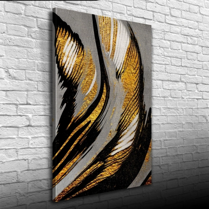 Gri ve Altın Rengi Dekoratif Kanvas Tablo 50 x 70