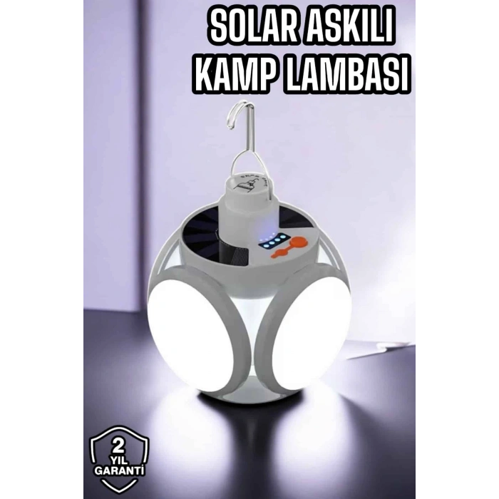 Güneş Enerjili Solar Aydınlatma Kamp Çadır Lambası Şarjlı Ampül Led Şarjlı El Feneri Işıldak