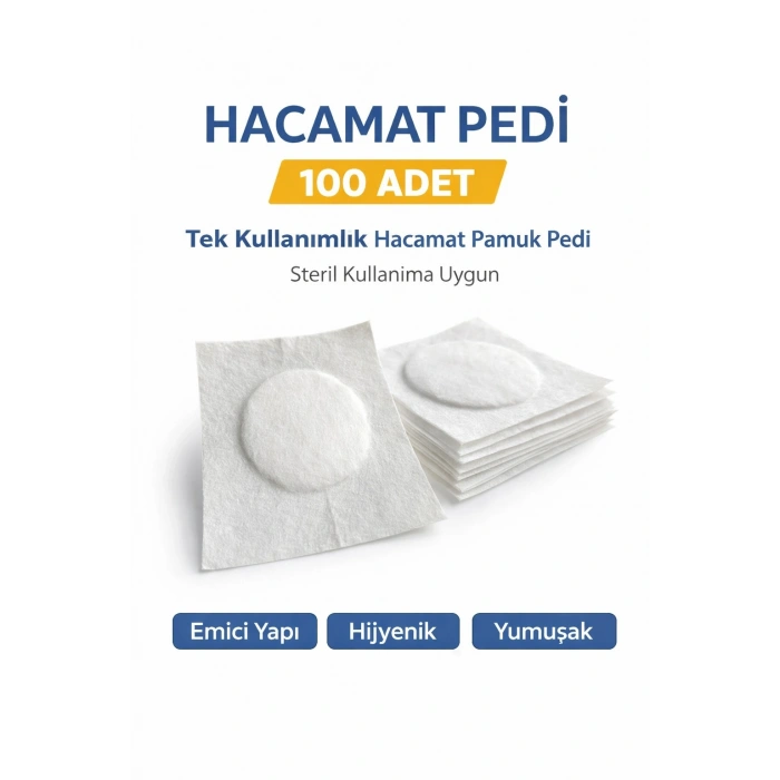 Hacamat Pedi 100 Adet – Tek Kullanımlık Hacamat Pamuk Pedi Steril Kullanıma Uygun