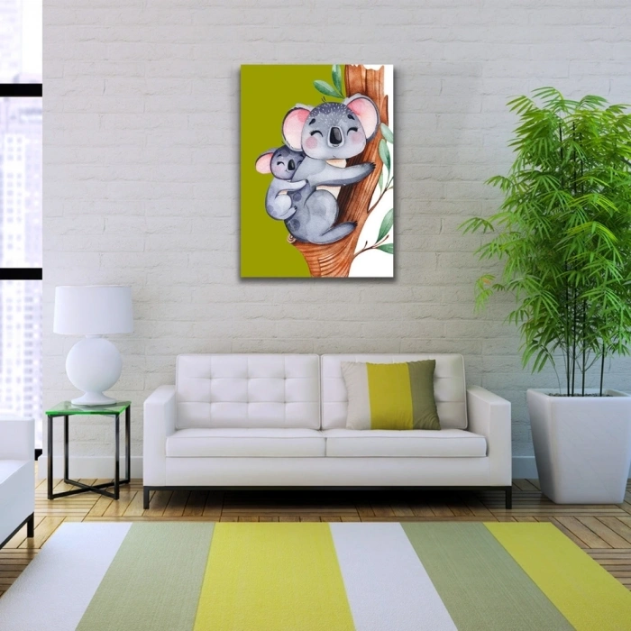 Haki ve Gri Tonlarda Okaliptus Ağacın Kuala Kanvas Tablo 50 x 70