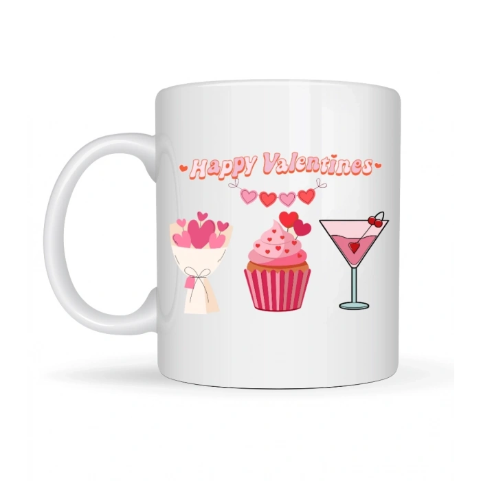 Happy Valentines Kupa – Model 6 Sevgililer Günü Özel Tasarım Porselen Kupa