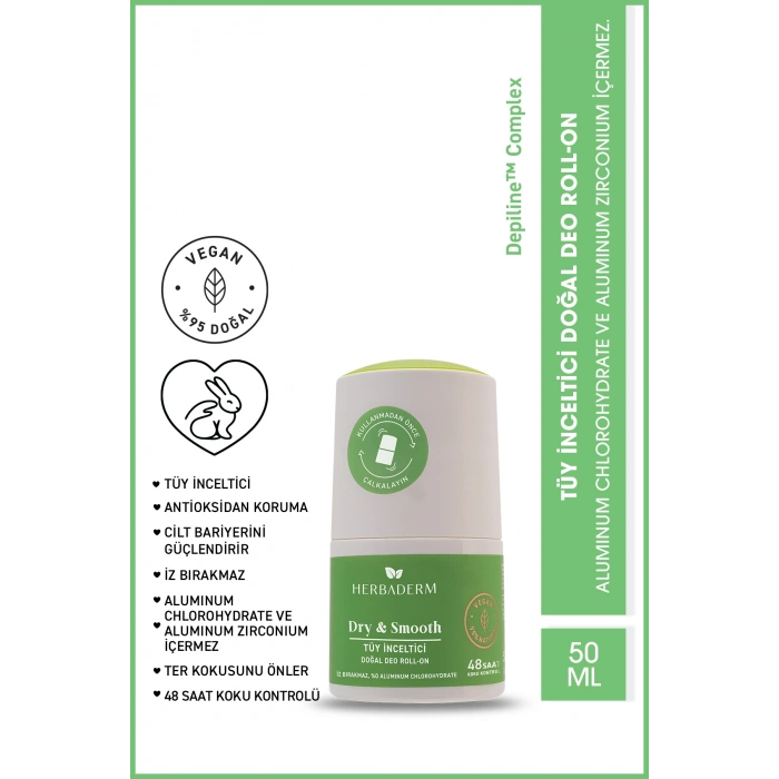 Herbaderm Dry Smooth Doğal Deo Roll On 50 ml