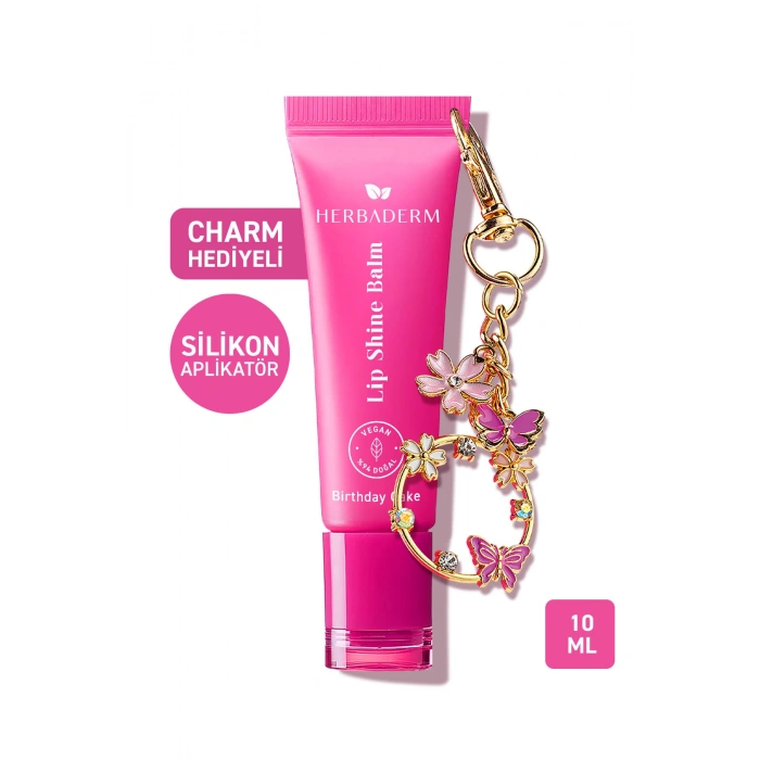 Herbaderm Parlak Dudak Balmı Birthday Cake Aromalı 10 ml (Charm Hediyeli)