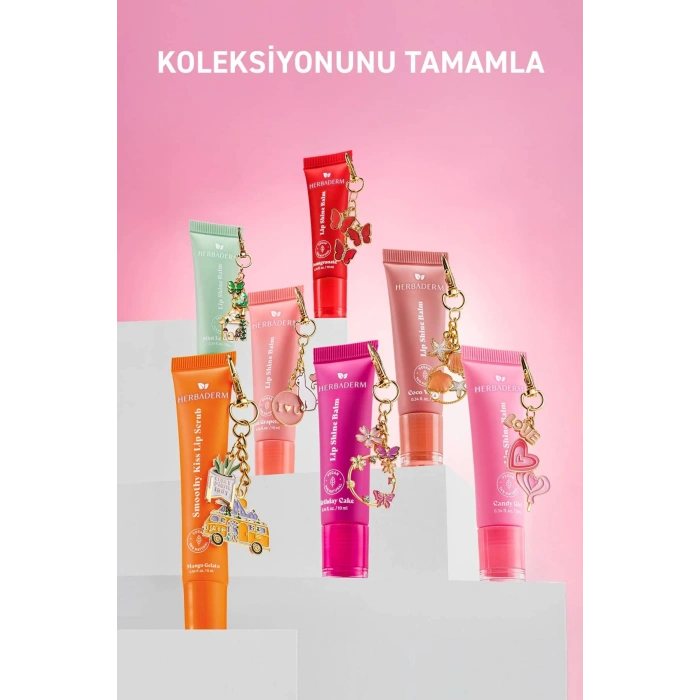 Herbaderm Parlak Dudak Balmı Birthday Cake Aromalı 10 ml (Charm Hediyeli)