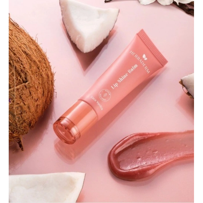 Herbaderm Parlak Dudak Balmı Coco Vanilya Aromalı 10 ml (Charm Hediyeli)