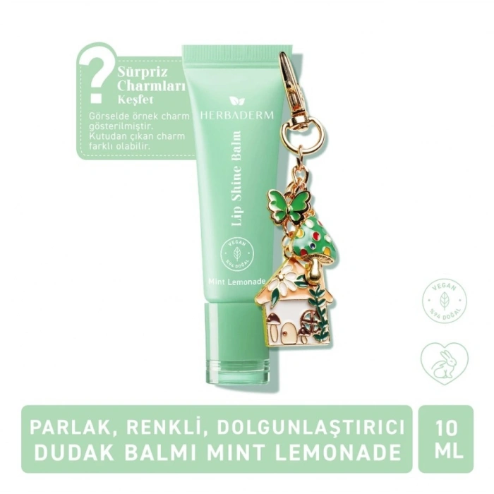 Herbaderm Parlak Dudak Balmı Limonata Aromalı 10 ml (Charm Hediyeli)