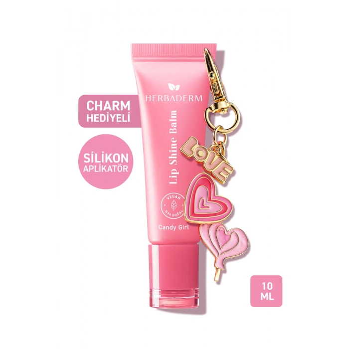 Herbaderm Parlak Dudak Balmı Pamuk Şekeri Aromalı 10 ml (Charm Hediyeli)