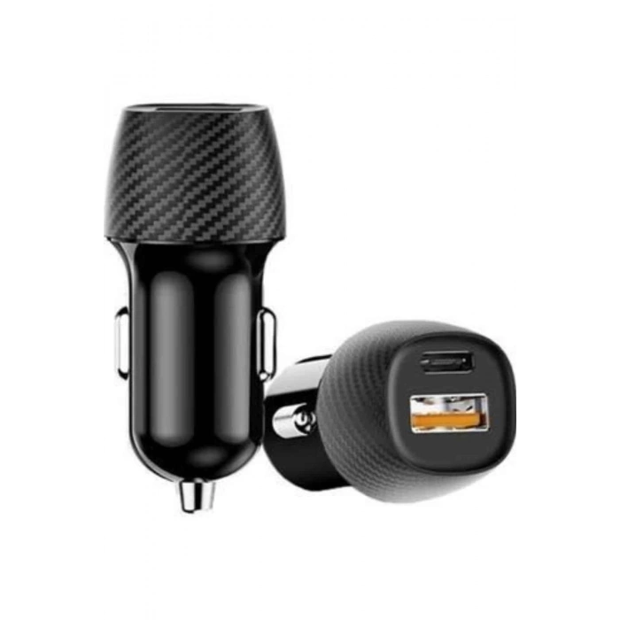 Hızlı Oto Şarj Cihazı 38W Çift Girişli HIzlı Şarj Oto Çakmaklık Type-C