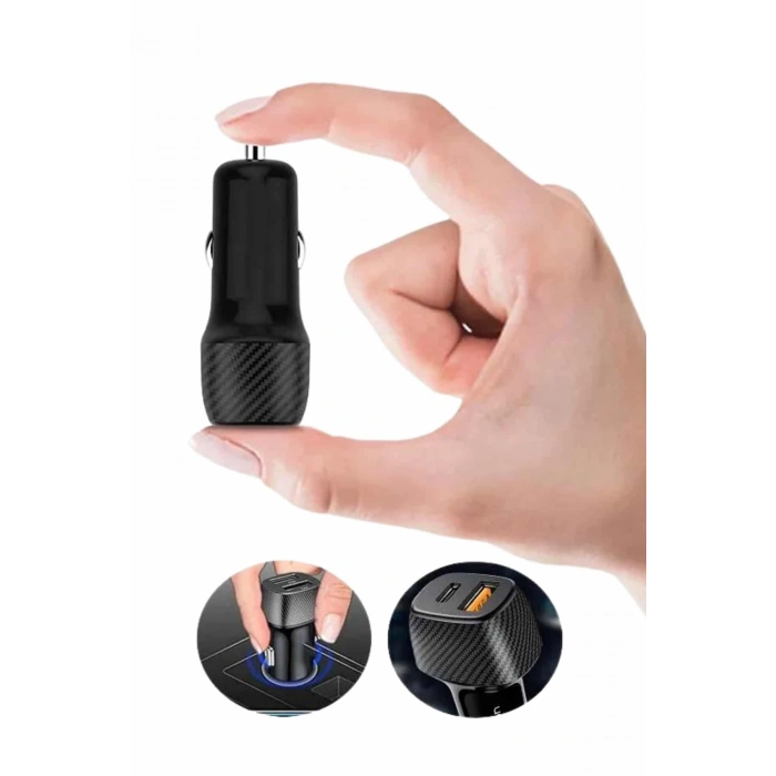 Hızlı Oto Şarj Cihazı 38W Çift Girişli HIzlı Şarj Oto Çakmaklık Type-C