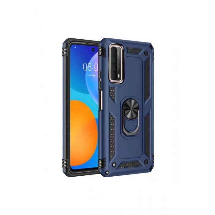 Huawei P Smart 2021 Kılıf Sofya Yüzüklü Silikon Kapak - Lacivert