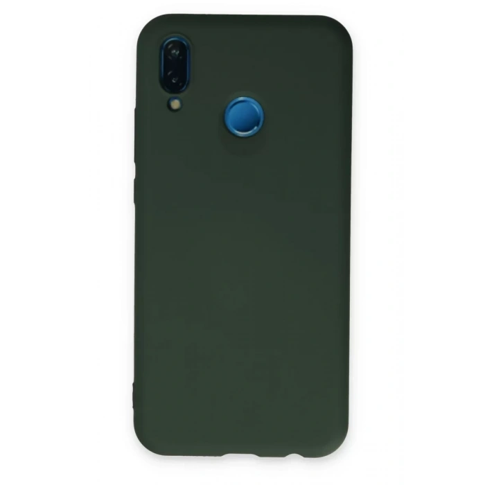 Huawei P20 Lite Kılıf Nano içi Kadife Silikon - Koyu Yeşil