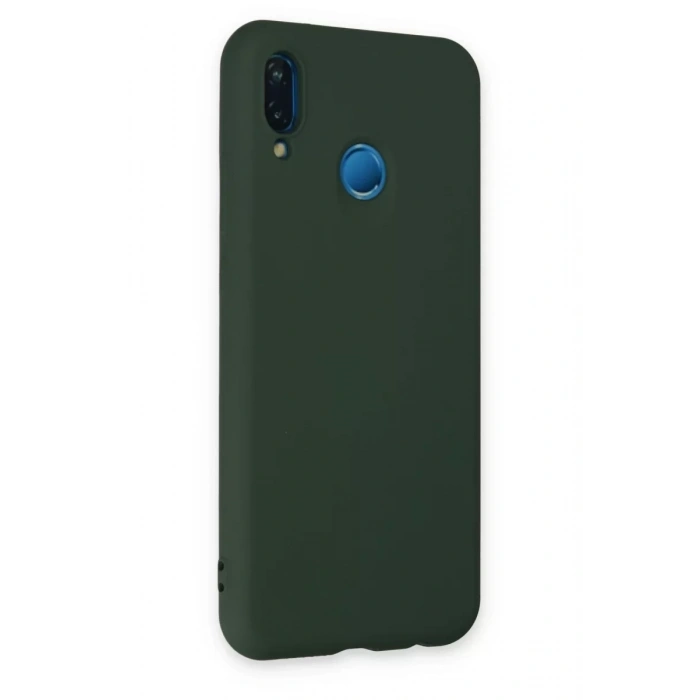 Huawei P20 Lite Kılıf Nano içi Kadife Silikon - Koyu Yeşil