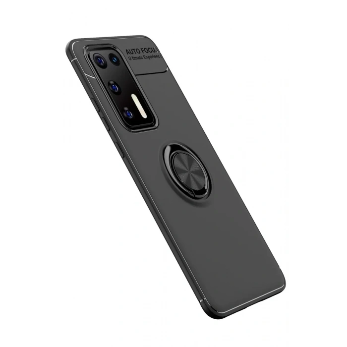 Huawei P40 Kılıf Range Yüzüklü Silikon - Siyah
