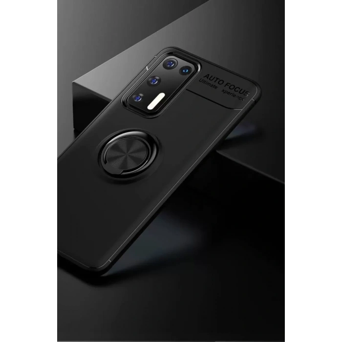 Huawei P40 Kılıf Range Yüzüklü Silikon - Siyah