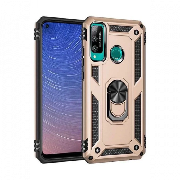 Huawei P40 Lite E Kılıf Sofya Yüzüklü Silikon Kapak - Gold