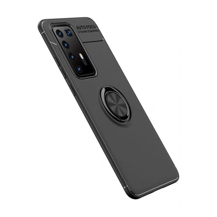 Huawei P40 Pro Kılıf Range Yüzüklü Silikon - Siyah