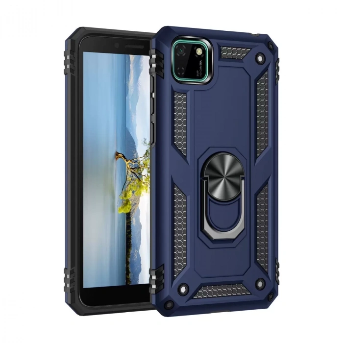Huawei Y5P Kılıf Sofya Yüzüklü Silikon Kapak - Lacivert