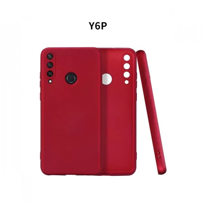 Huawei Y6P Kılıf First Silikon - Bordo