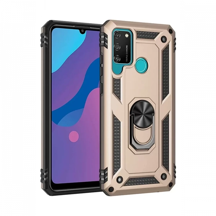 Huawei Y6P Kılıf Sofya Yüzüklü Silikon Kapak - Gold