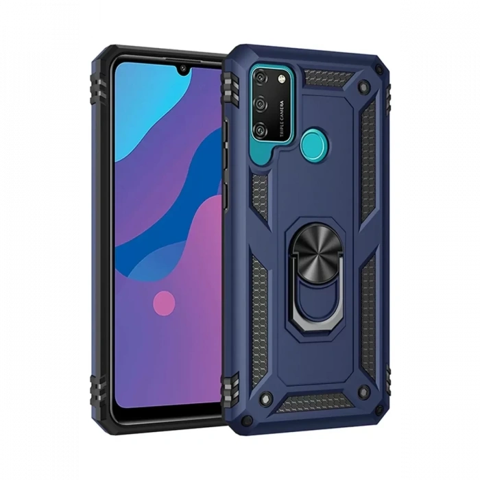 Huawei Y6P Kılıf Sofya Yüzüklü Silikon Kapak - Lacivert