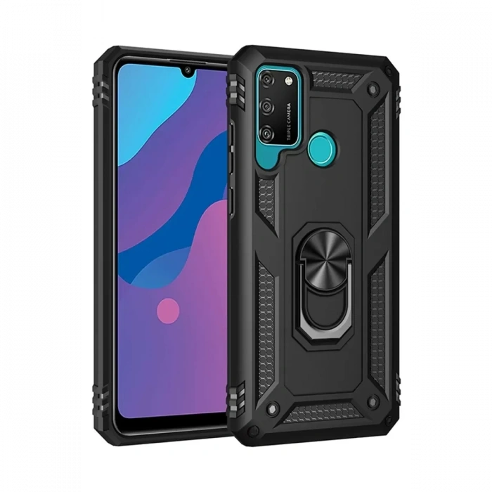 Huawei Y6P Kılıf Sofya Yüzüklü Silikon Kapak - Siyah
