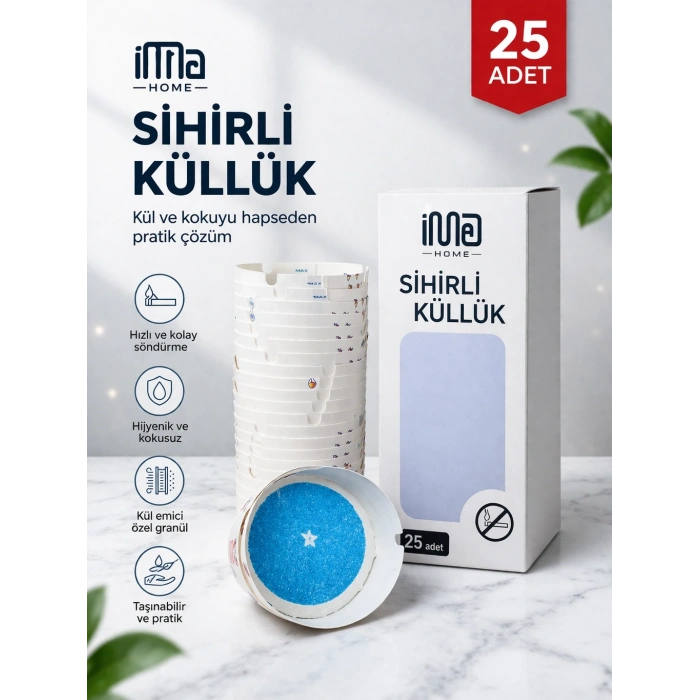 İMA Home Sihirli Küllük 25 Adet Dumansız Kokusuz Kül Toplayıcı Taşınabilir Hijyenik Masa Üstü Küllük