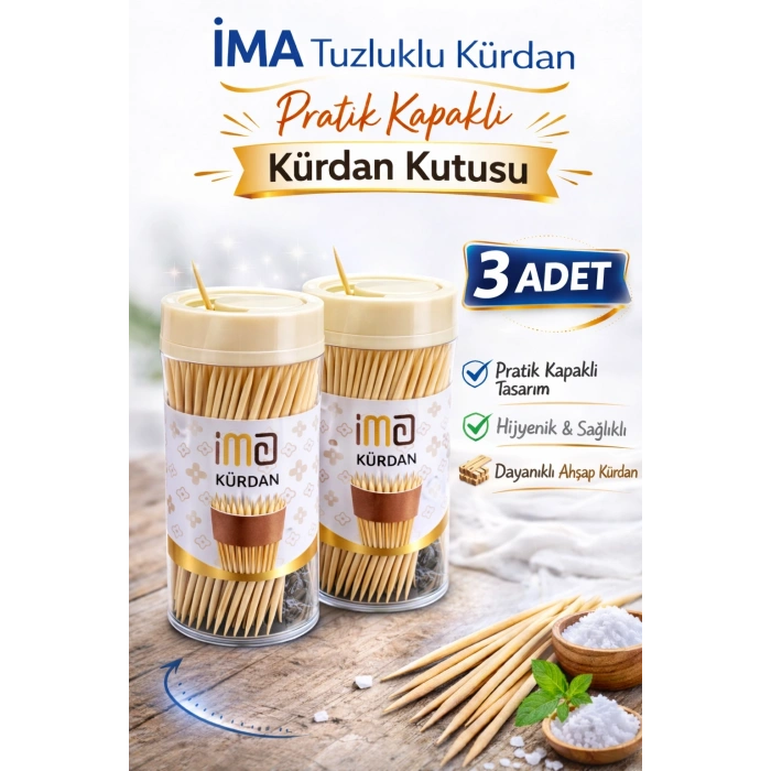 İMA Tuzluklu Kürdan 3 Adet | Pratik Kapaklı Kürdan Kutusu