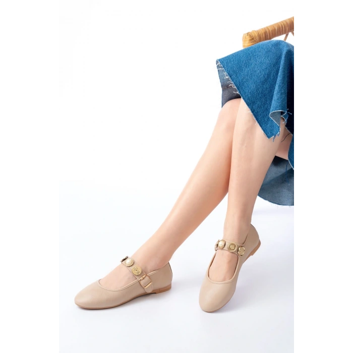 İNF-6363  Nut Baret Tokalı Günlük Bayan Ayakkabı