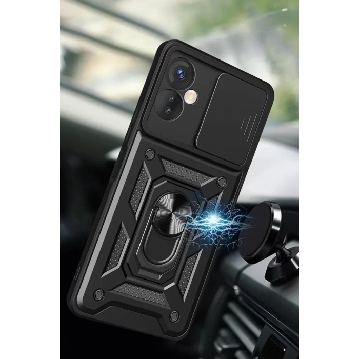 İnfinix Hot 30 5G Kılıf Pars Lens Yüzüklü Silikon - Yeşil