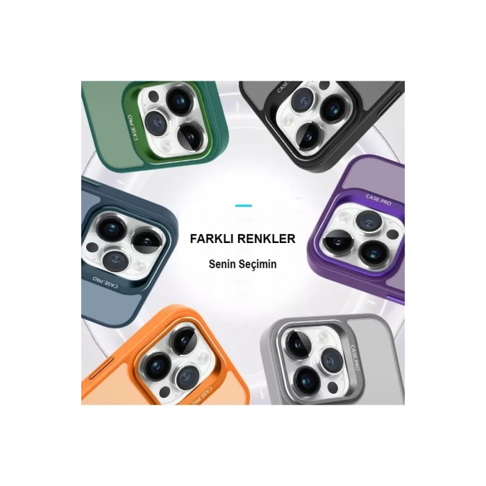 iPhone 14 Pro Kılıf Flet Lens Magsafe Kapak - Turuncu