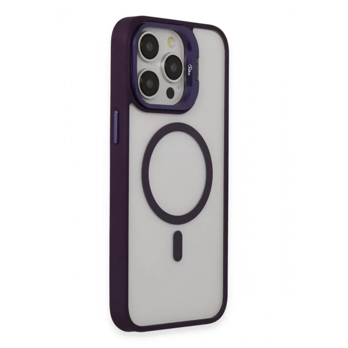 iPhone 14 Pro Kılıf Roblox Lens Magsafe Standlı Kapak - Derin Mor