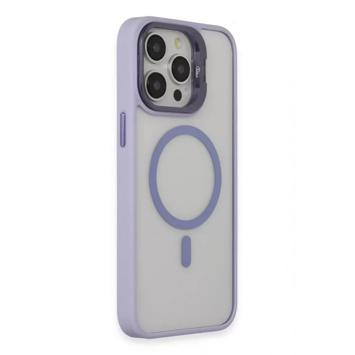 iPhone 15 Pro Kılıf Roblox Lens Magsafe Standlı Kapak - Lila