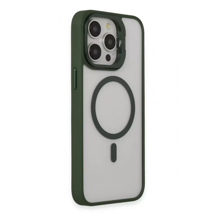 iPhone 15 Pro Max Kılıf Roblox Lens Magsafe Standlı Kapak - Koyu Yeşil