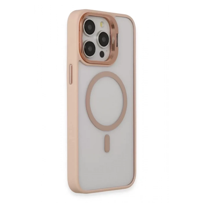 iPhone 15 Pro Max Kılıf Roblox Lens Magsafe Standlı Kapak - Pudra