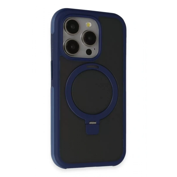 iPhone 15 Pro Max Zorda Airbag Magsafe Standlı Kapak - Lacivert