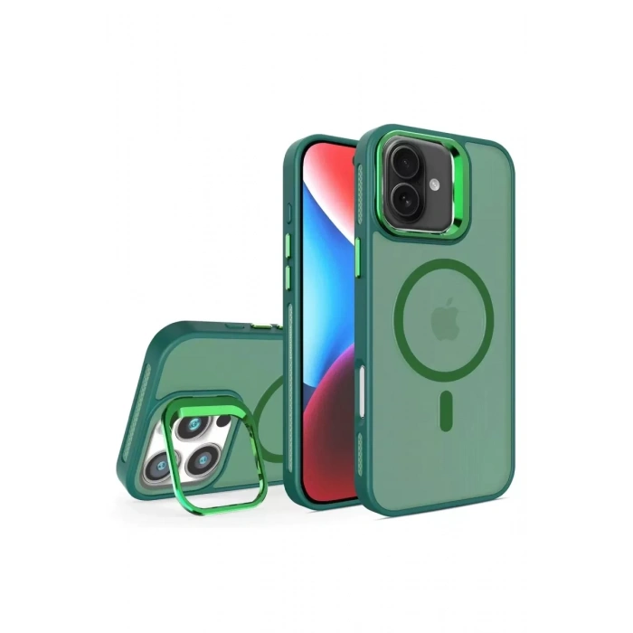 iPhone 16 Flet Lens Magsafe Kapak - Koyu Yeşil