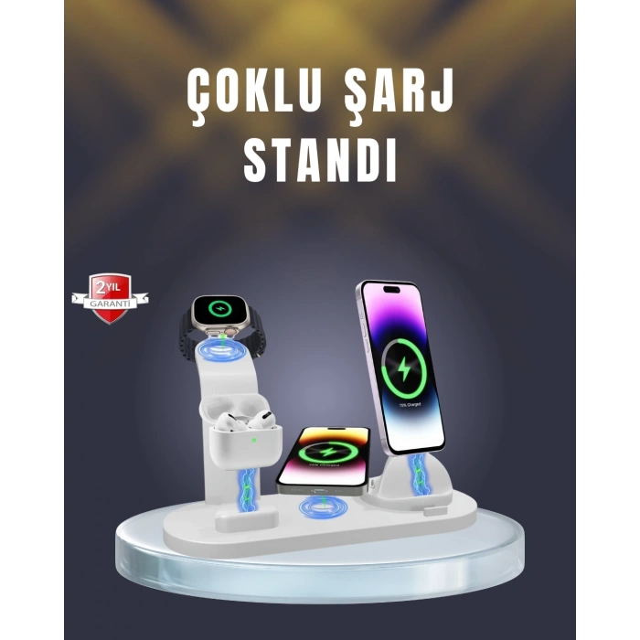iPhone, AirPods ve Akıllı Saat Uyumlu Çoklu Şarj Cihazı