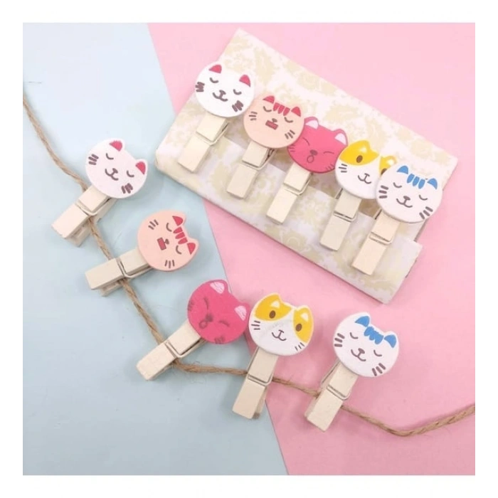 İpli Mandallı Kedili Fotoğraf Albümü Kedi Kafası Şekilli Mandal