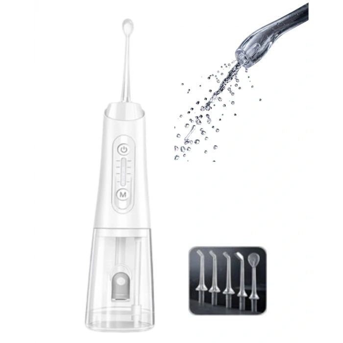 IPX7 Su Geçirmez Şarjlı Ağız Duşu 320 ml Su Tanklı Ayarlanabilir Basınçlı