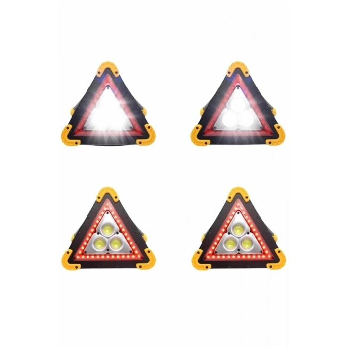 Işıklı İkaz Lambası Reflektör Şarjlı Işıklı Üçgen LED Acil Durum Feneri