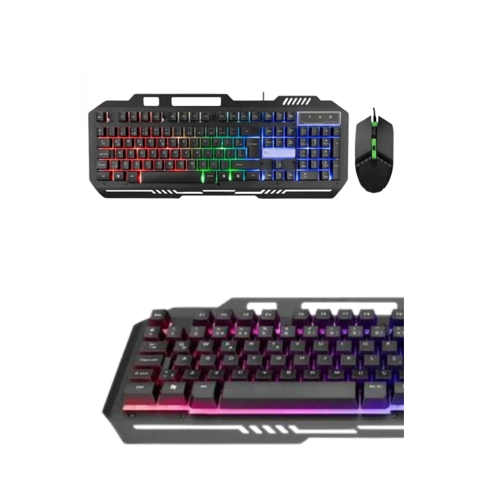 Işıklı Q Klavye Mouse Seti Siyah Klavye