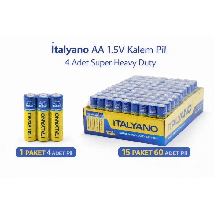 İtalyano AA 1.5V Kalem Pil 4 Adet Super Heavy Duty