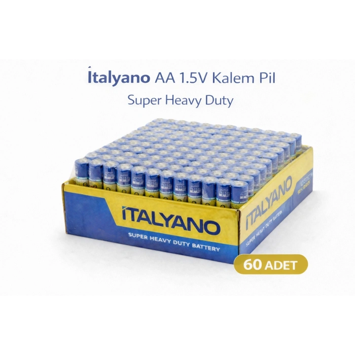 İtalyano AA 1.5V Kalem Pil 60 Adet Super Heavy Duty 15 Paket
