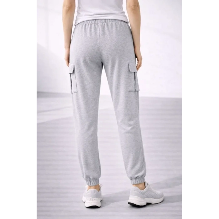 Jogger Eşofman Altı Rahat Kalıp, Kargo Cepli, Lastikli Paça, Günlük Spor Pantolon - Gri