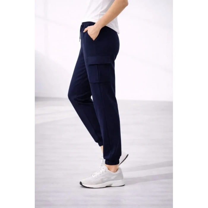 Jogger Eşofman Altı Rahat Kalıp, Kargo Cepli, Lastikli Paça, Günlük Spor Pantolon - Lacivert