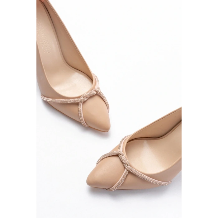 K-10 Nut Günlük Sarmal Taşlı Topuklu Kadın Ayakkabı