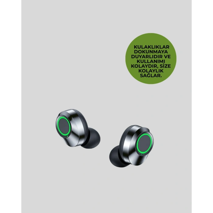 Kablosuz Kulak İçi Bluetooth Kulaklık – Dokunmatik Kontrol ve LED Şarj Ekranı