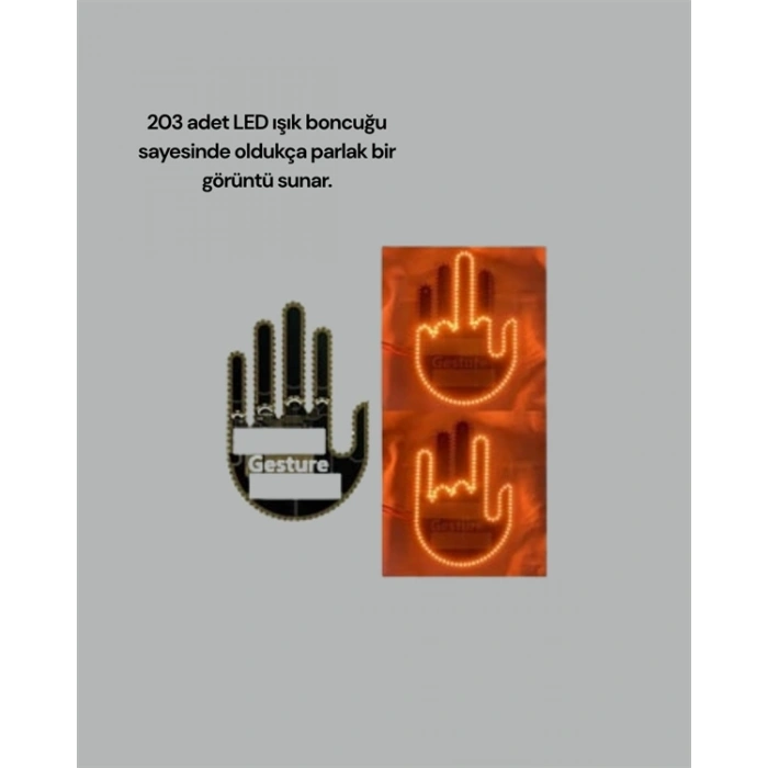 Kablosuz Kumandalı LED Jest Işığı – 3 Modlu Araba Arkası Mesaj Işığı, 203 LED ile Yüksek Parlaklık